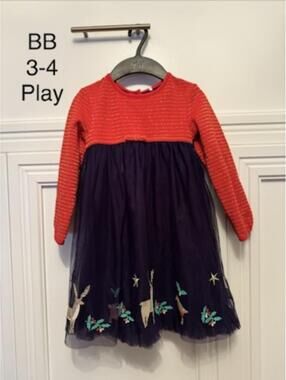 Baby Boden Girls 3-4 Years Dress with Embroidered Tulle Bottom
